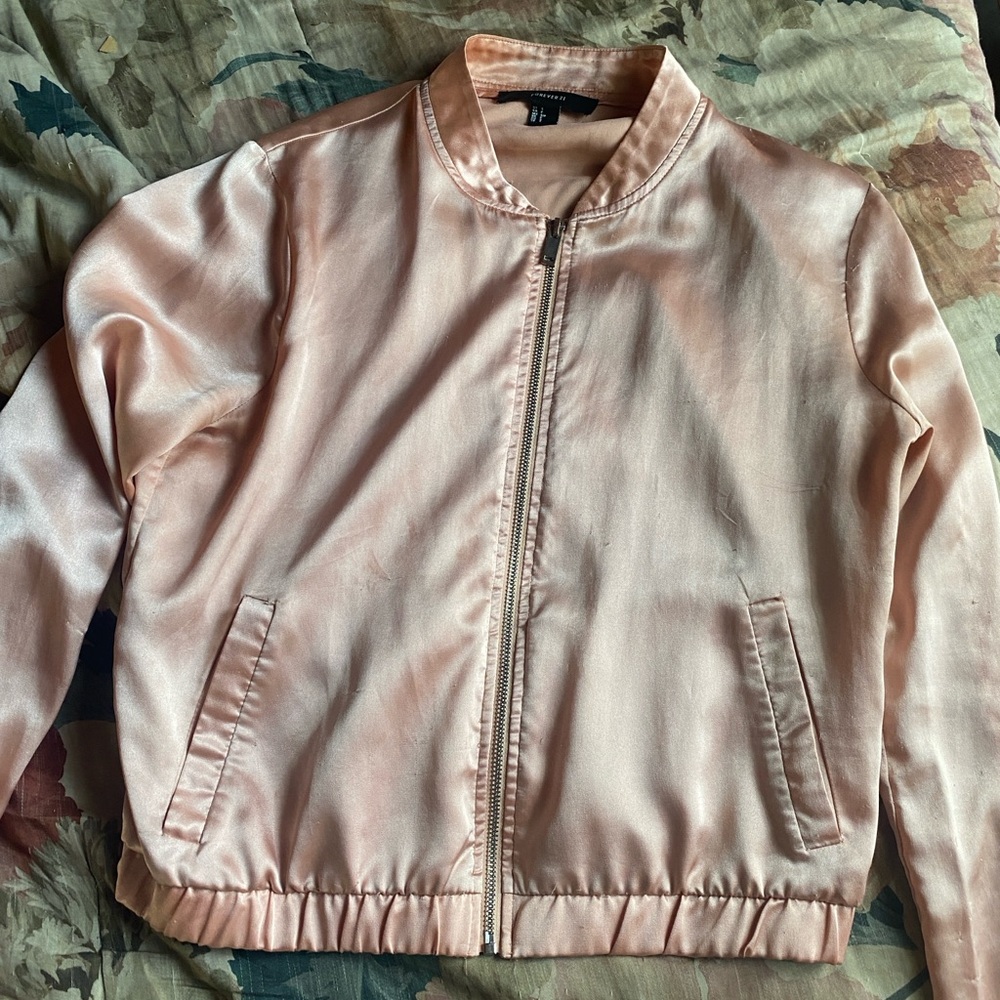 Pink Satin Bomber Jacket